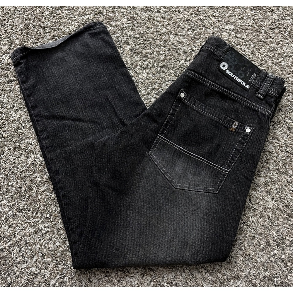 Vintage Y2K Southpole 4180 Black Wash Baggy Wide Leg Denim Jeans Men' Sz 34 x 30